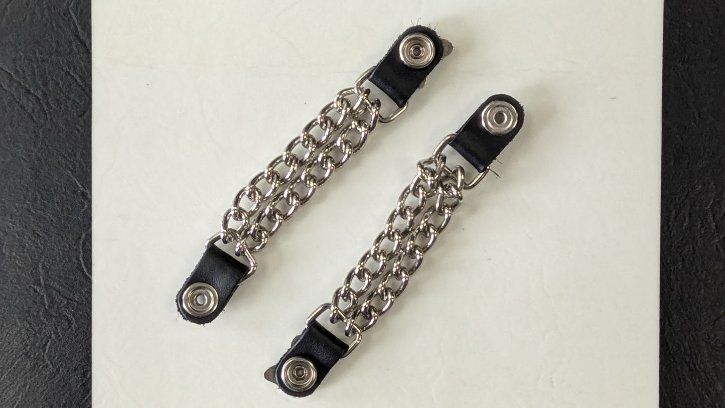 Women's Motorcycle Vest Extenders – Silver Chain & Red Rhinestone Butterfly Pair
