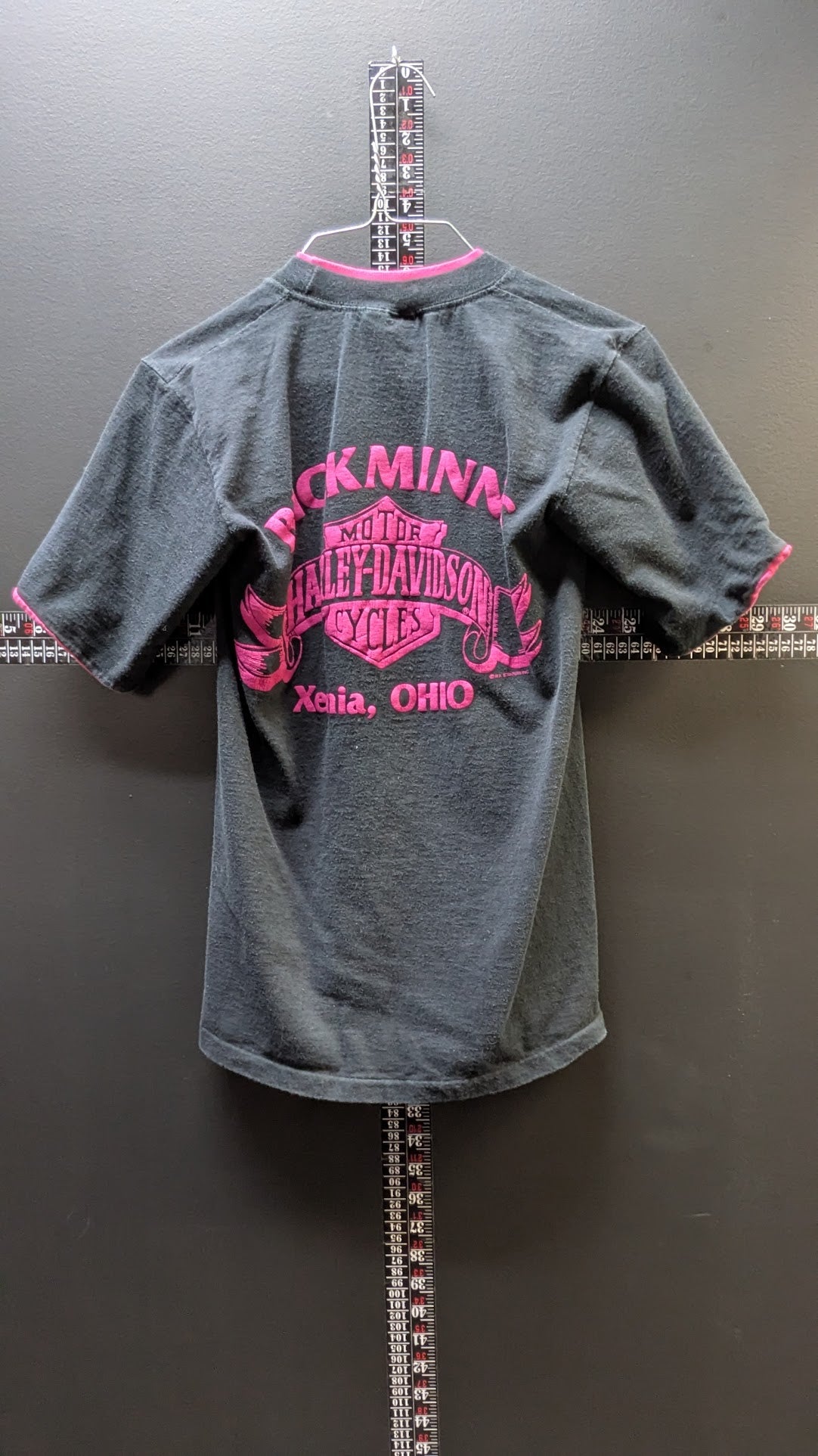 Vintage 1992 Harley-Davidson Women's Fleece T-Shirt / Sweatshirt – Black & Pink Buckmin's Xenia Ohio
