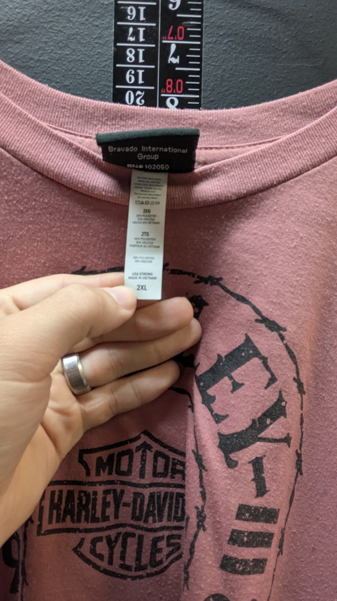 Harley-Davidson Women's Dolman Sleeve Graphic Top Pink Raging Bull Durham NC Size 2XL