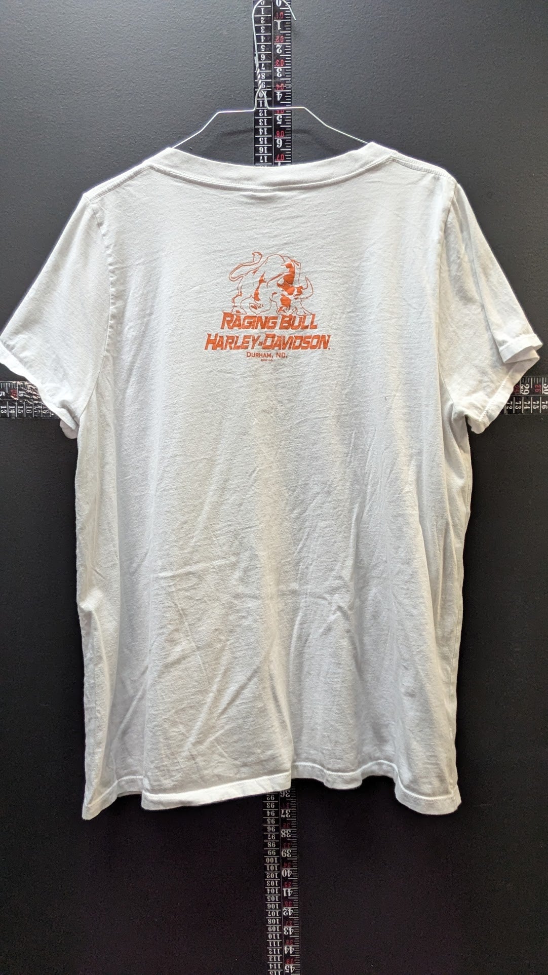 Harley-Davidson Raging Bull Durham NC Women's V-Neck T-Shirt White 3XL