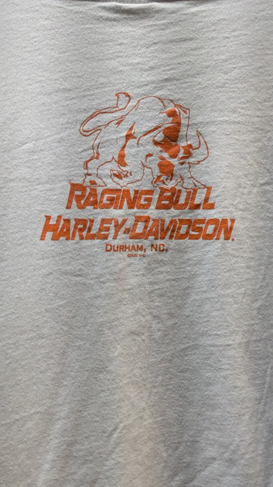 Harley-Davidson Raging Bull Durham NC Women's V-Neck T-Shirt White 3XL