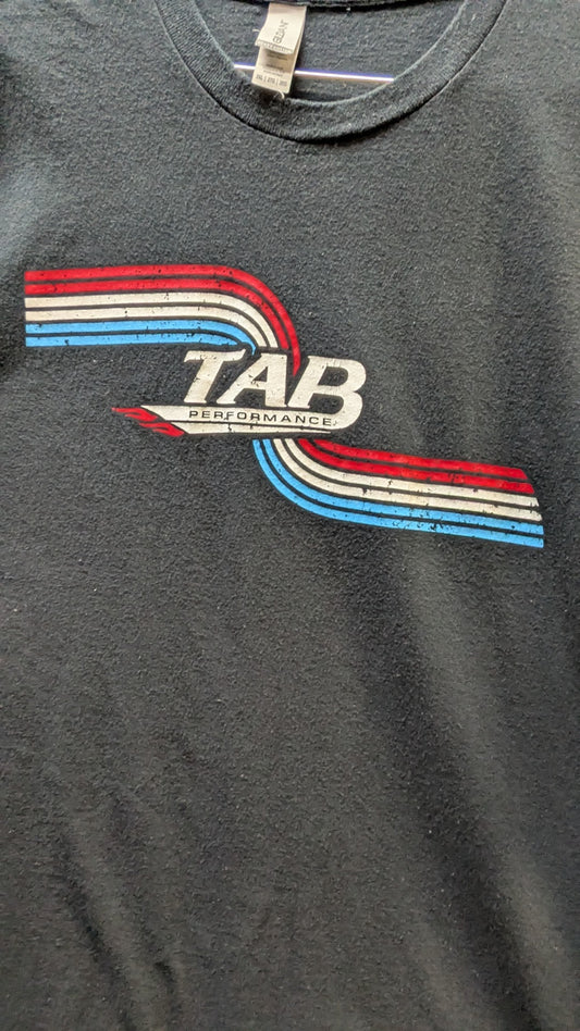 TAB Performance Racing Stripes Graphic T-Shirt Men's 2XL Black Heavy Cotton