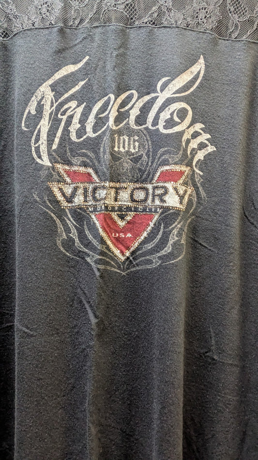 Victory Motorcycles Freedom Lace Top Women's 2XL Black Graphic T-Shirt