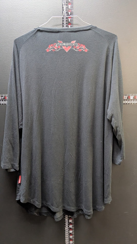 Victory Motorcycles Women's 2XL Black Lace-Up Shoulder Graphic Tunic Top