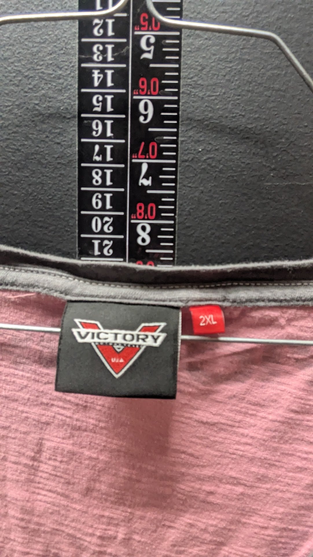 Victory Motorcycles Women's 2XL Pink Gray Henley T-Shirt Short Sleeve