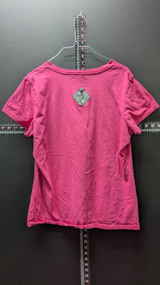 Deal's Gap Tail of the Dragon Women's Pink V-Neck T-Shirt Motorcycle Rider Tee