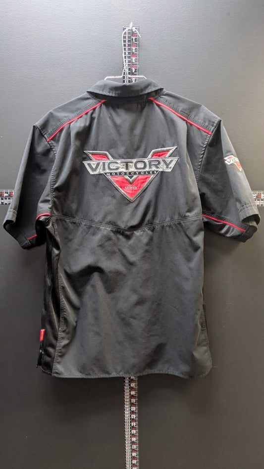Victory Motorcycles Mechanic Shop Shirt – Men's Medium Black Button Front