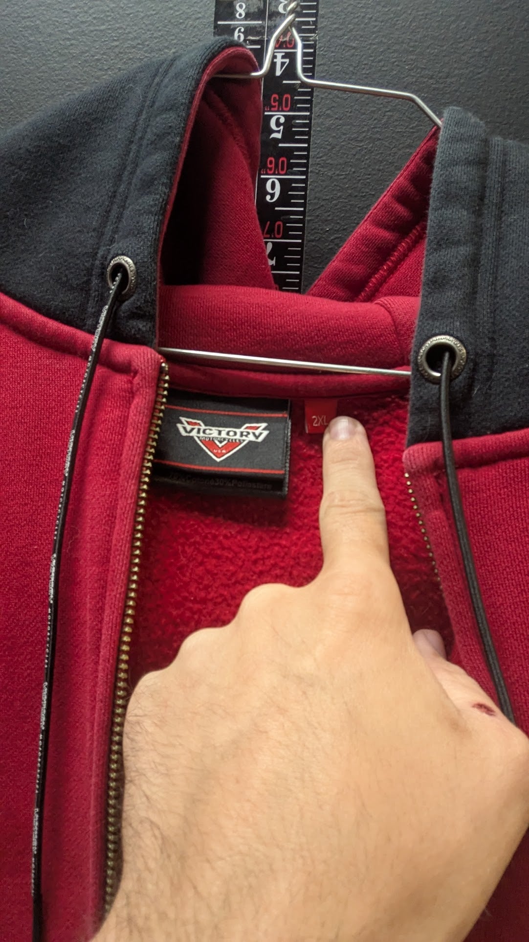 Victory Motorcycles Women's Full Zip Hooded Sweatshirt Jacket – 2XL – Red/Black