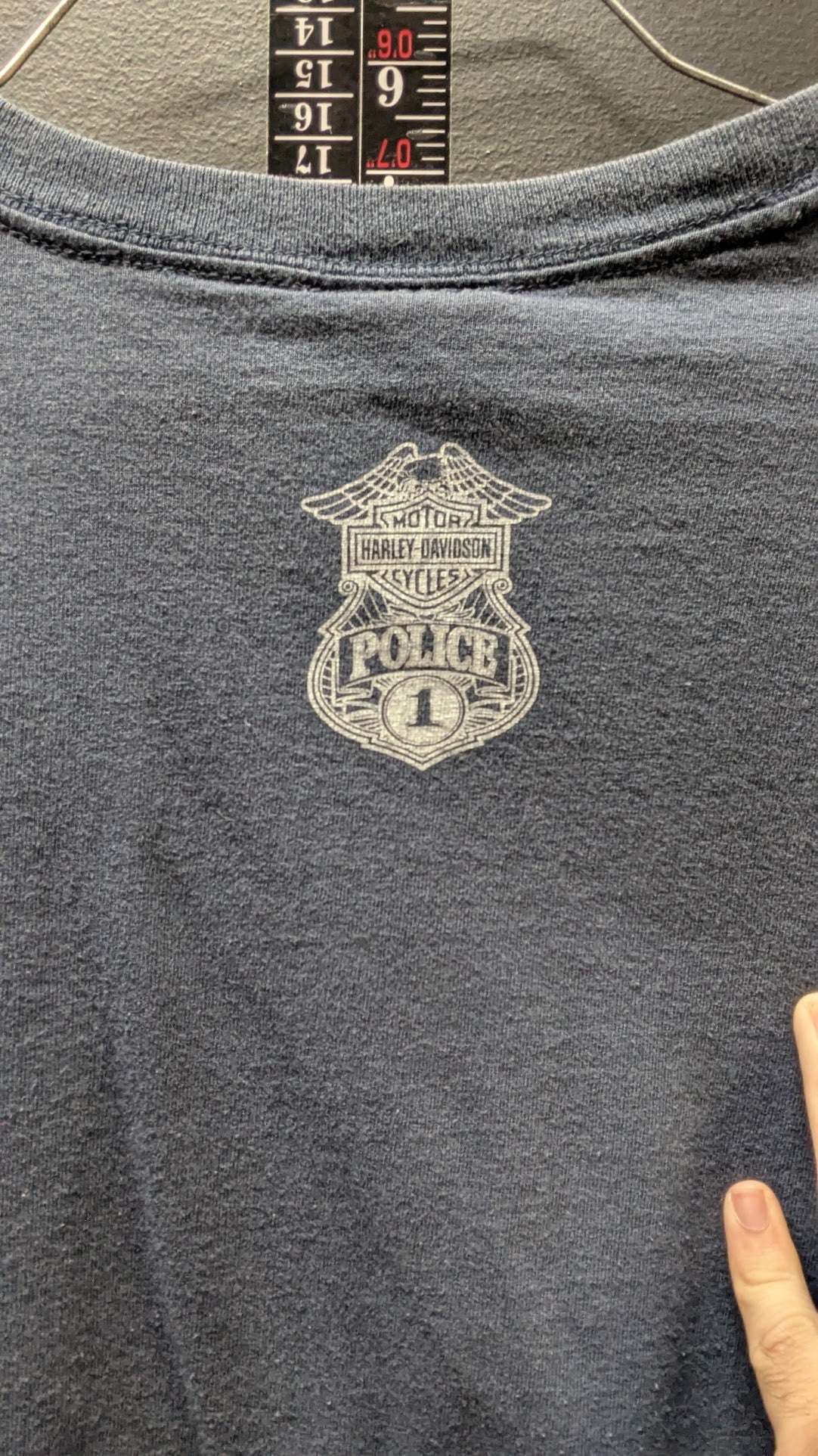 Vintage Harley-Davidson Police #1 T-Shirt Men's Large Blue Distressed Graphic