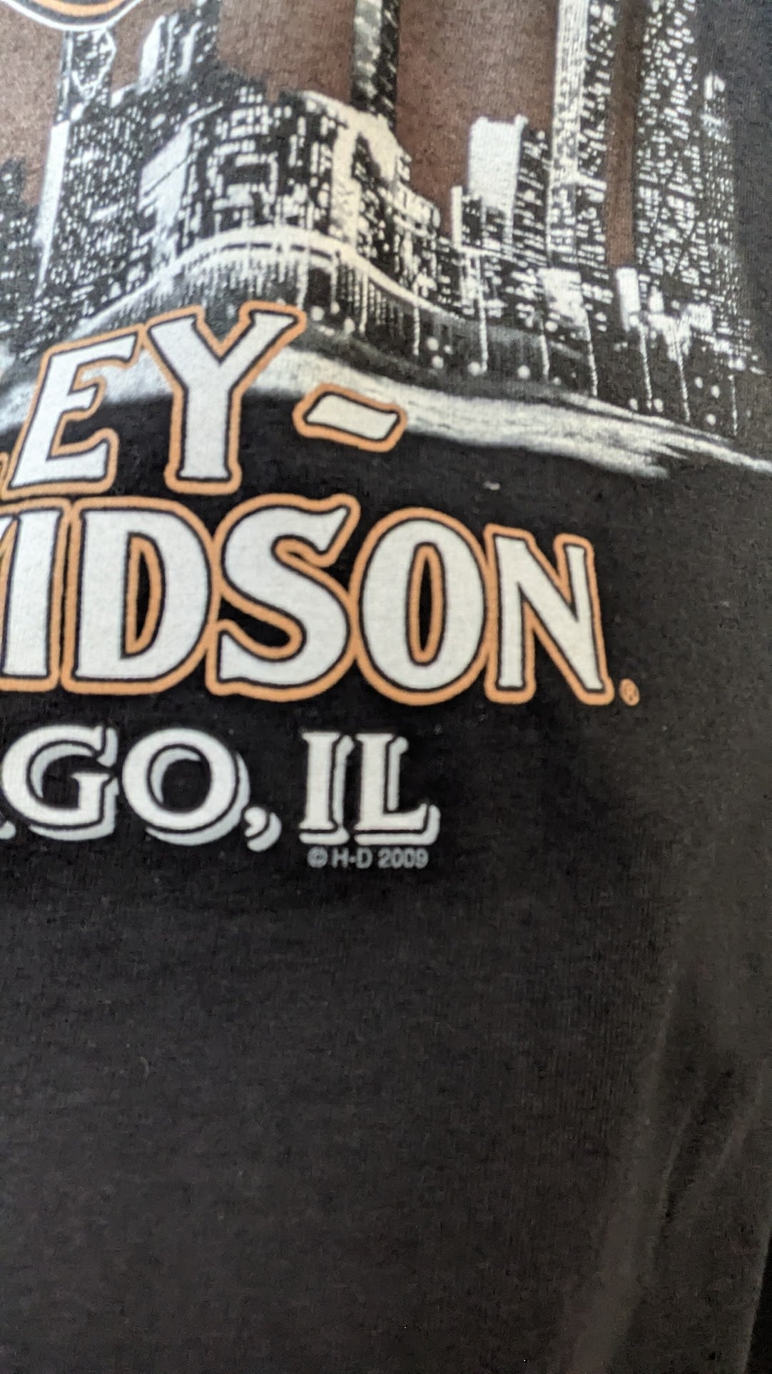 Harley-Davidson T-Shirt Men's Large Black Chicago Harley-Davidson Double-Sided Graphic 100% Cotton