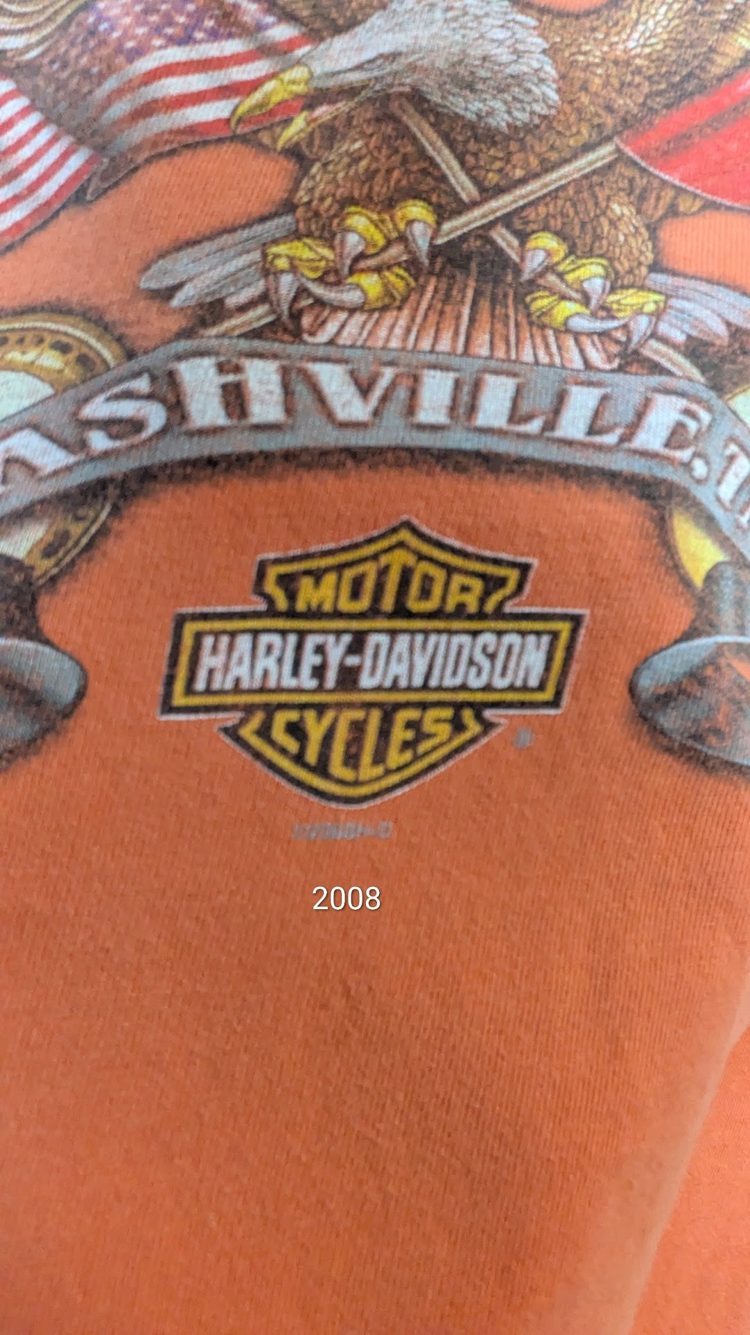 Harley-Davidson T-Shirt Men's Large Orange Bost Harley-Davidson Nashville TN Double-Sided