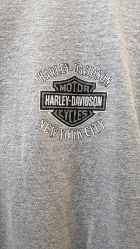 Vintage Harley-Davidson New York City T-Shirt Men's Large Gray Twin Towers Double-Sided