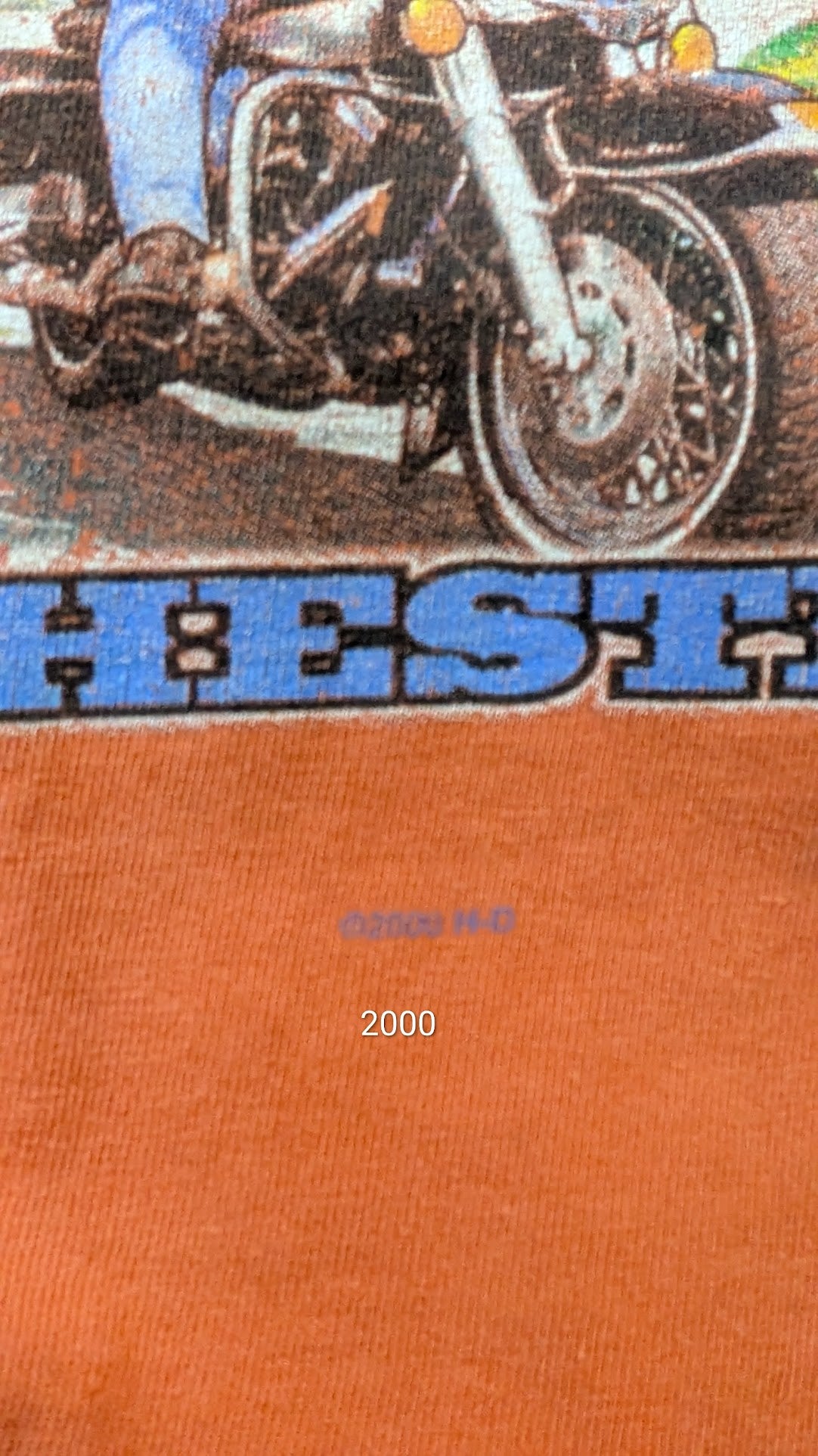 Vintage 2000 Harley-Davidson Groves Winchester VA T-Shirt Men's Large Orange Double Sided