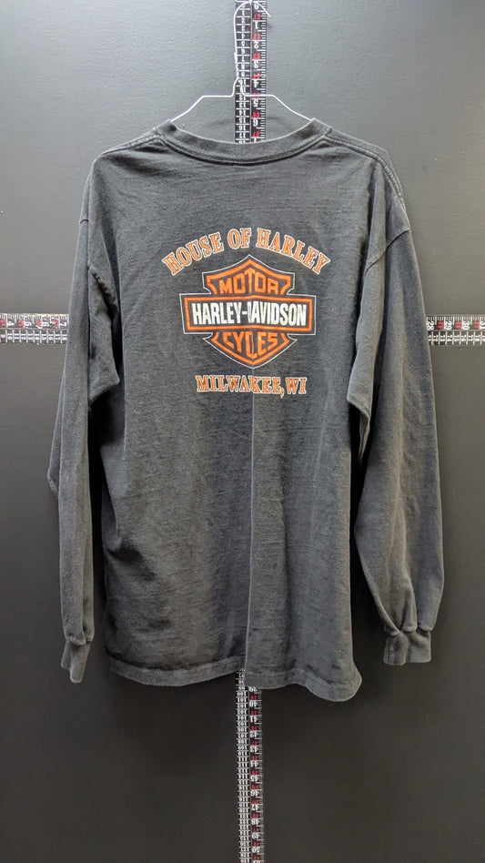 Vintage 2001 Harley-Davidson House of Harley Milwaukee WI Long Sleeve T-Shirt Men's 2XL