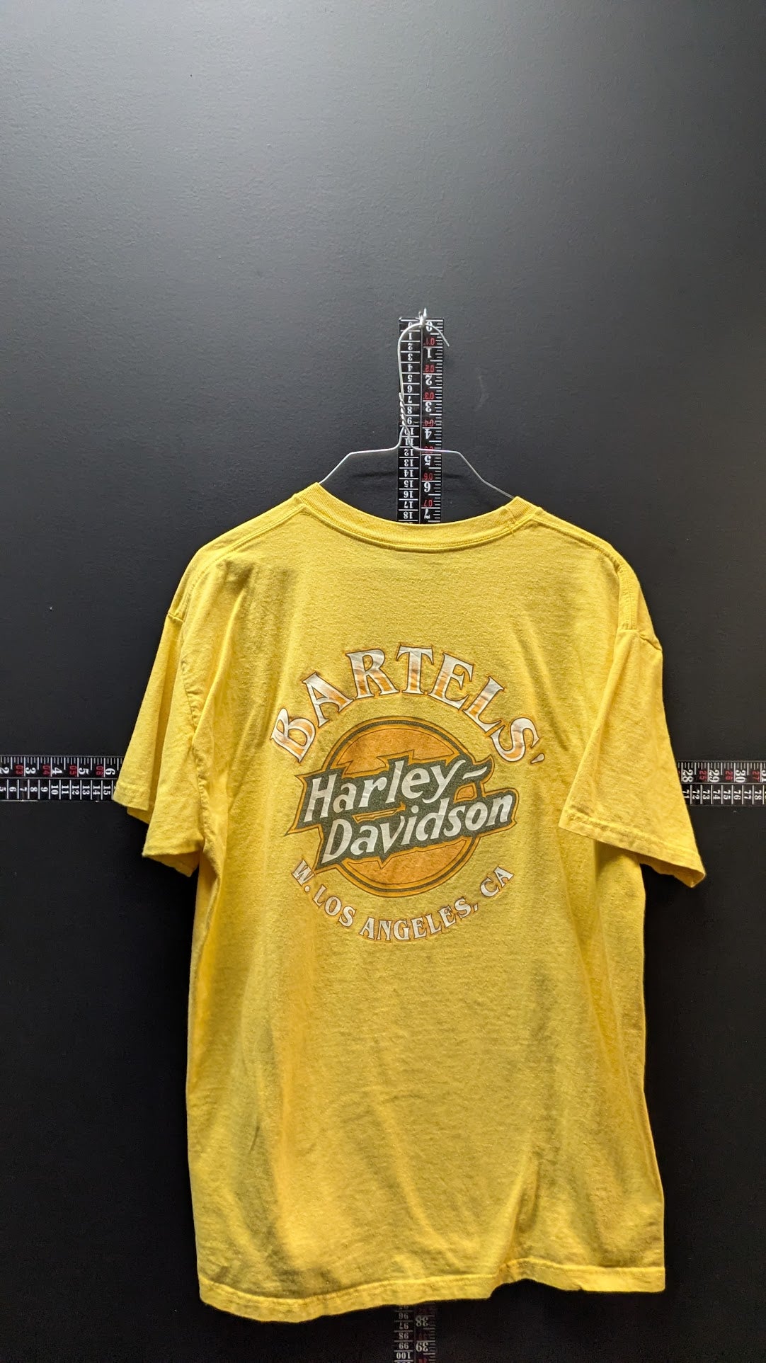 Harley-Davidson Bartels Los Angeles CA T-Shirt Men's L Yellow Made USA Cotton