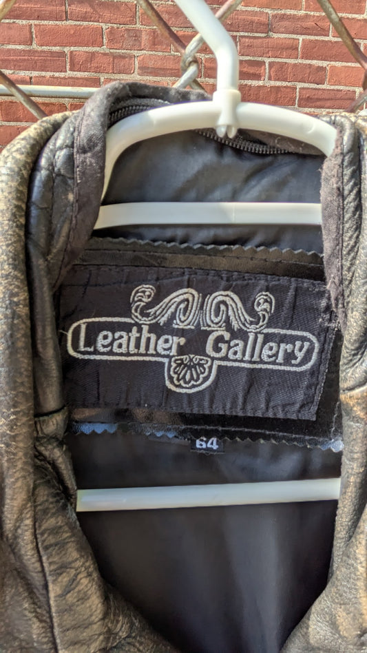 Vintage Leather Gallery Black Leather Motorcycle Biker Jacket Men's Size 64