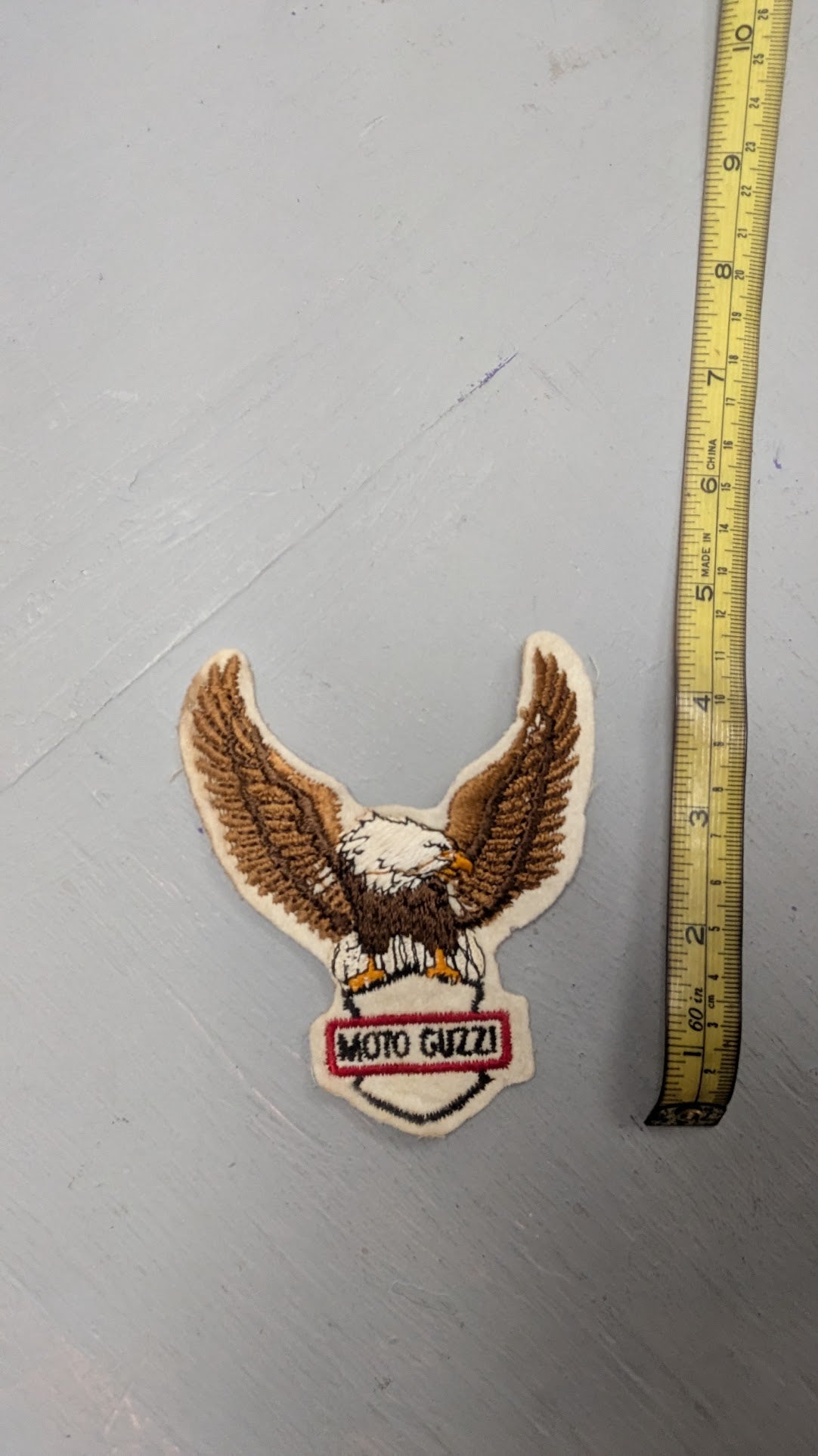 Vintage Moto Guzzi Eagle Embroidered Sew-On Jacket Vest Patch Name Banner 4.5"