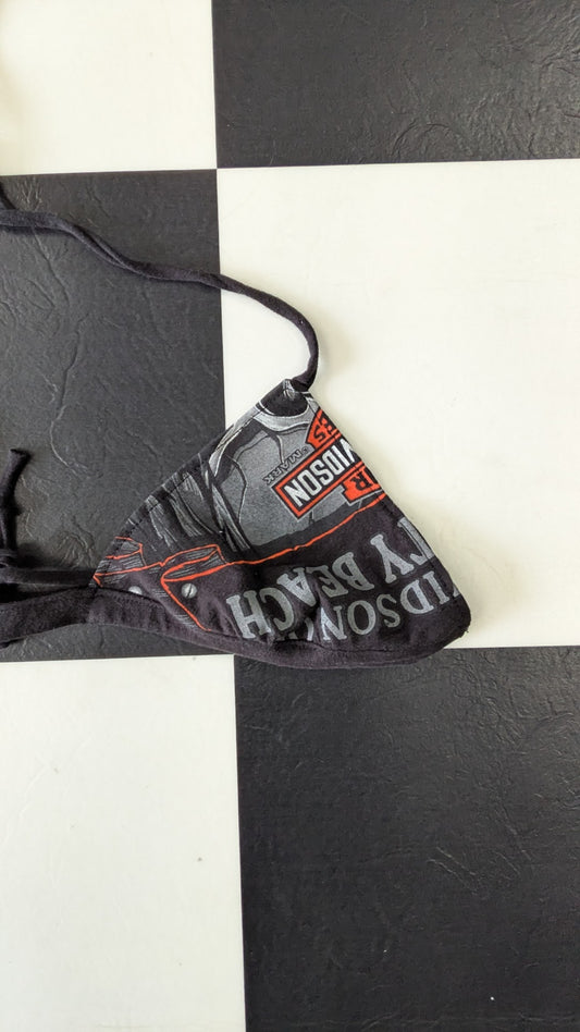 One-of-a-Kind Reversible Upcycled Harley-Davidson Triangle Bikini Top – Handmade