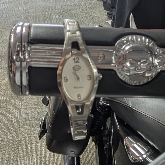 Harley-Davidson Women's Silver Tone Quartz Bracelet Watch Oval White Dial