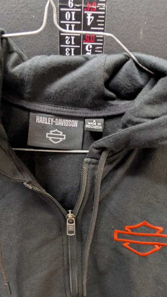 Harley-Davidson Women's Black Full Zip Hoodie Embroidered Bar Shield Jacket S