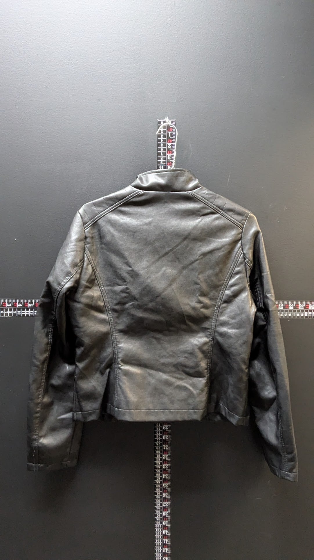 Cisono Outerwear Women's Black Faux Leather Moto Jacket Full Zip Size Small