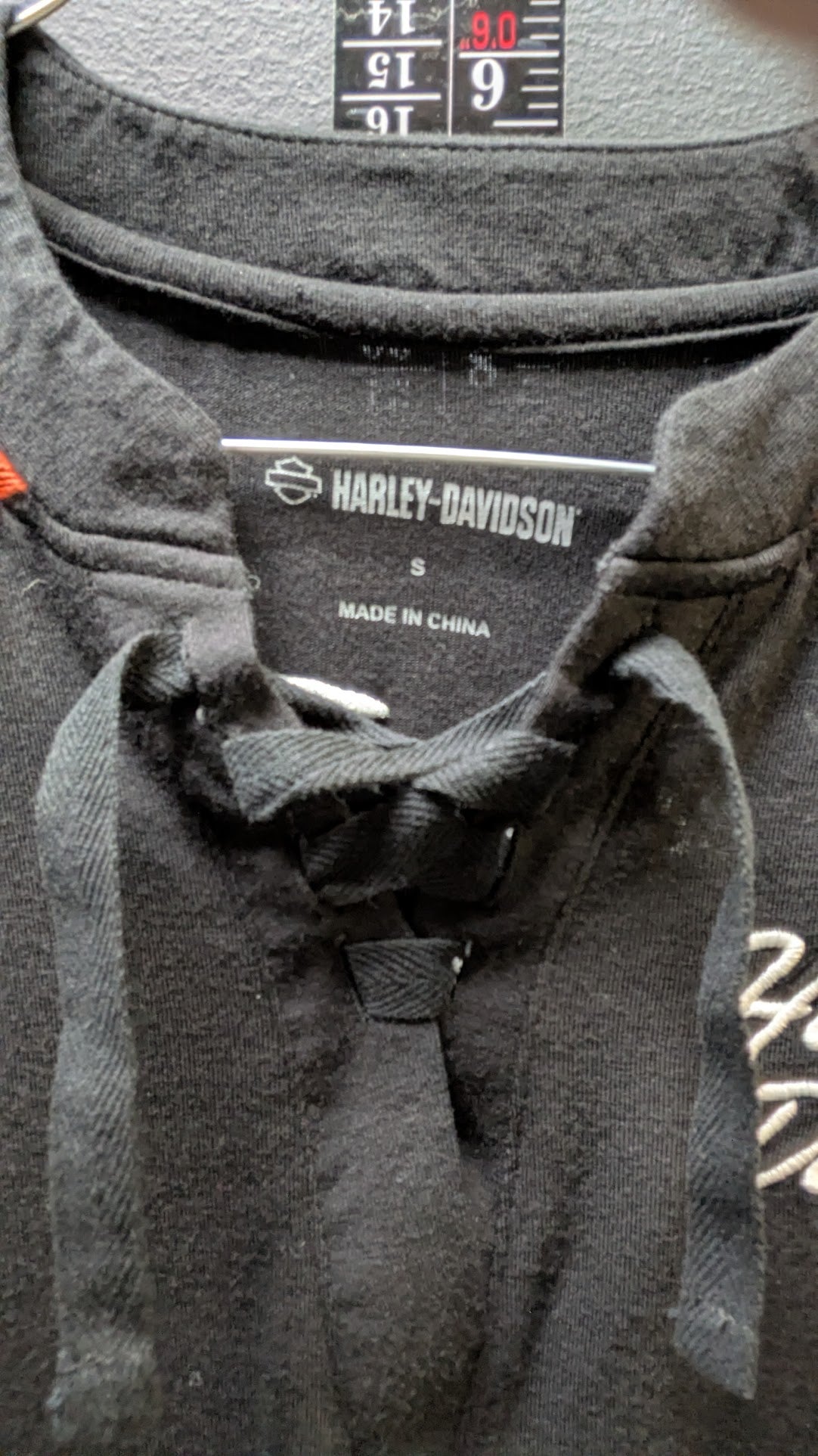 Harley-Davidson Women's Long Sleeve Lace Up Shirt Black Embroidered Logo XL