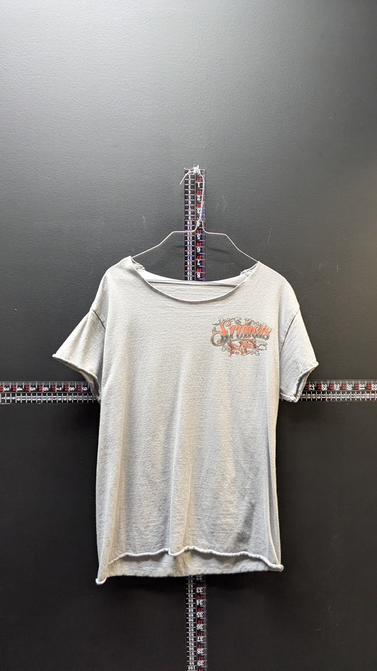 2022 Sturgis Bike Week T-Shirt Large Gray Cut Neck Distressed Biker Graphic