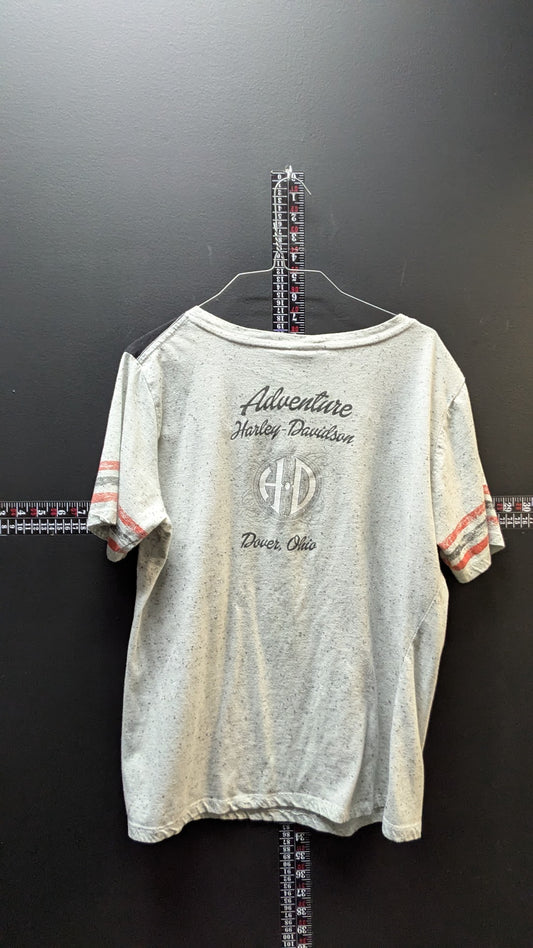 Harley-Davidson Women's 2XL Jersey T-Shirt Dover Ohio Gray Colorblock Double Sided