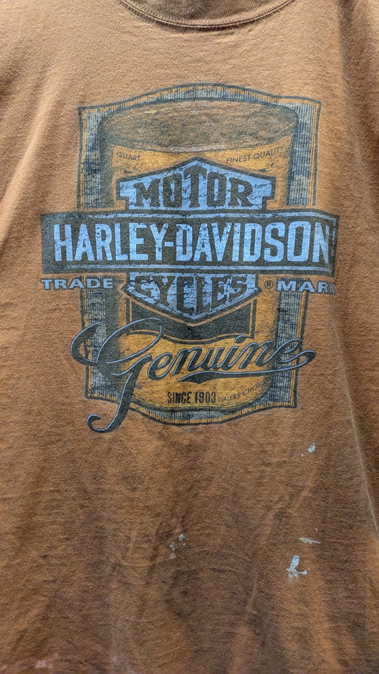 2002 Harley-Davidson Las Vegas Nevada T-Shirt Men's 3XL Orange Double Sided