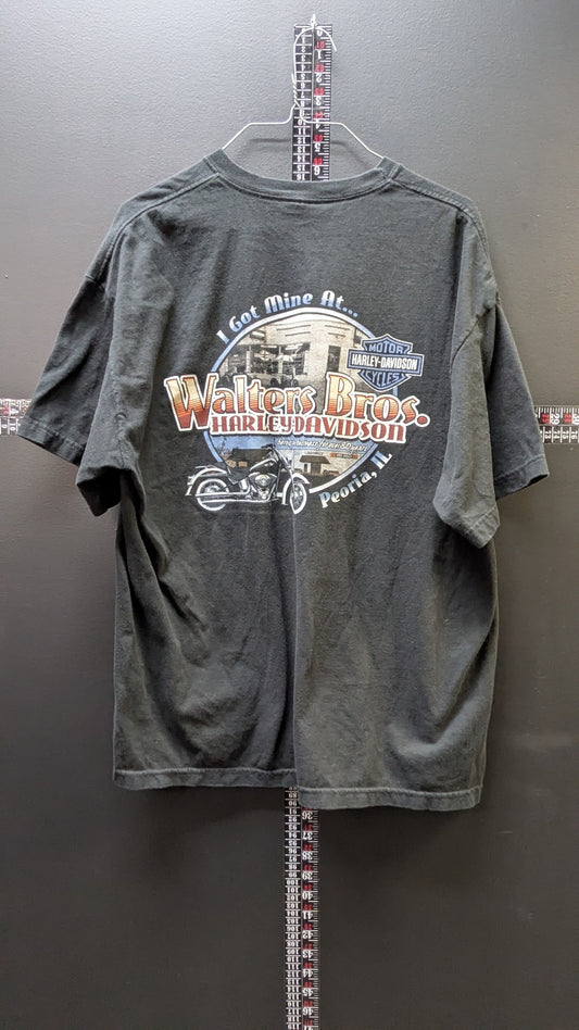 Harley-Davidson Walters Bros Peoria IL T-Shirt Men's Black Double Sided XL