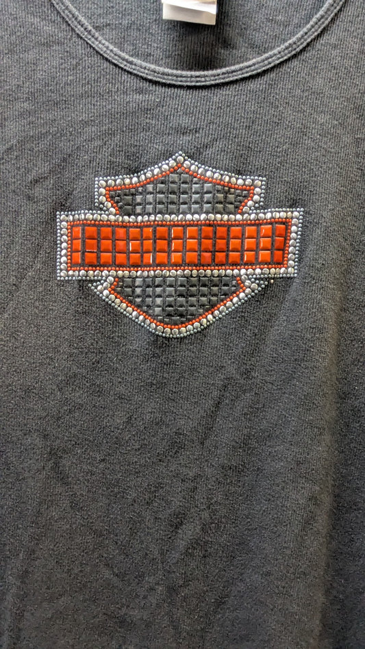 Harley-Davidson Women's 1X Black Tank Top Rhinestone Bar Shield Neidengard's Ohio