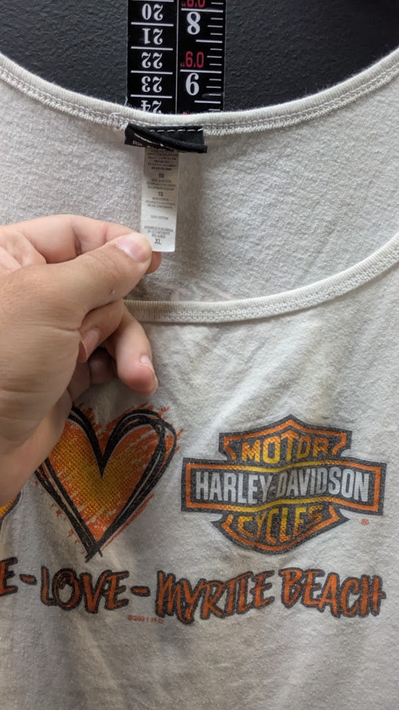 Harley-Davidson Peace Love Myrtle Beach Tank Top Women’s XL White Double Sided