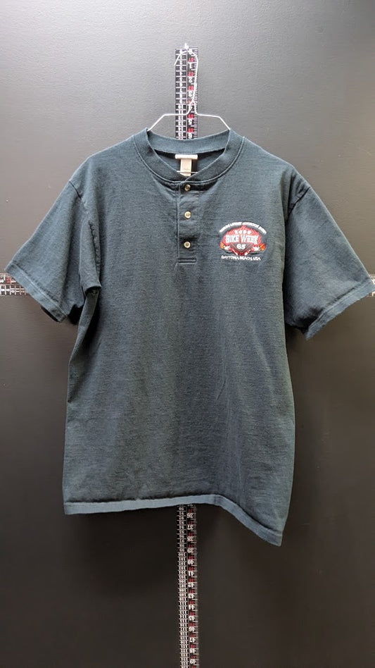 Harley-Davidson Bike Week 1995 Henley T-Shirt Men's Medium Black Daytona Beach