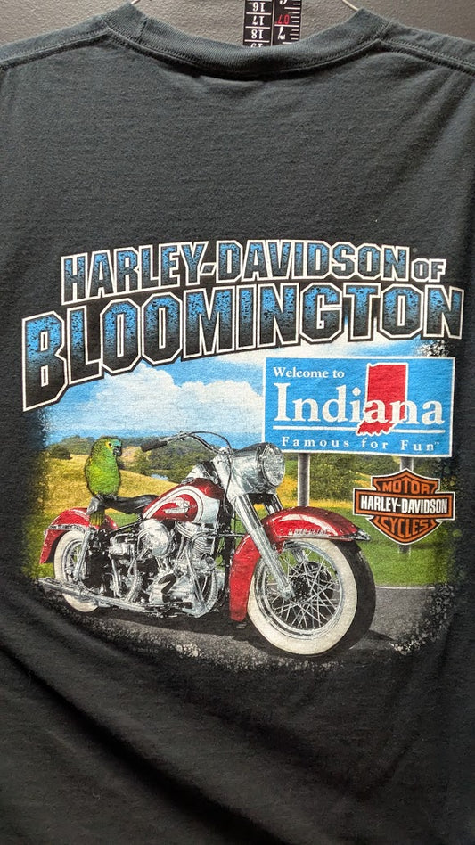 Harley-Davidson Bloomington Indiana Pin Up Girl Motorcycle T-Shirt Men's XL Black