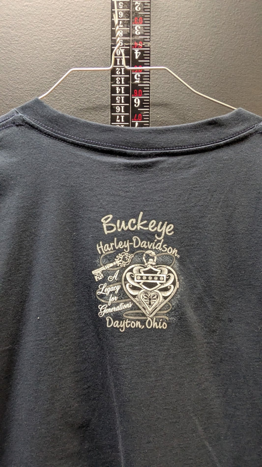 2003 Harley-Davidson Women's XL V-Neck T-Shirt Black Speed Racing Buckeye Dayton Ohio
