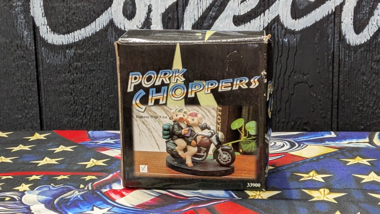 Pork Choppers Highway Hogs Figurine Motorcycle Biker Pig Couple Statue w/ Box #33900