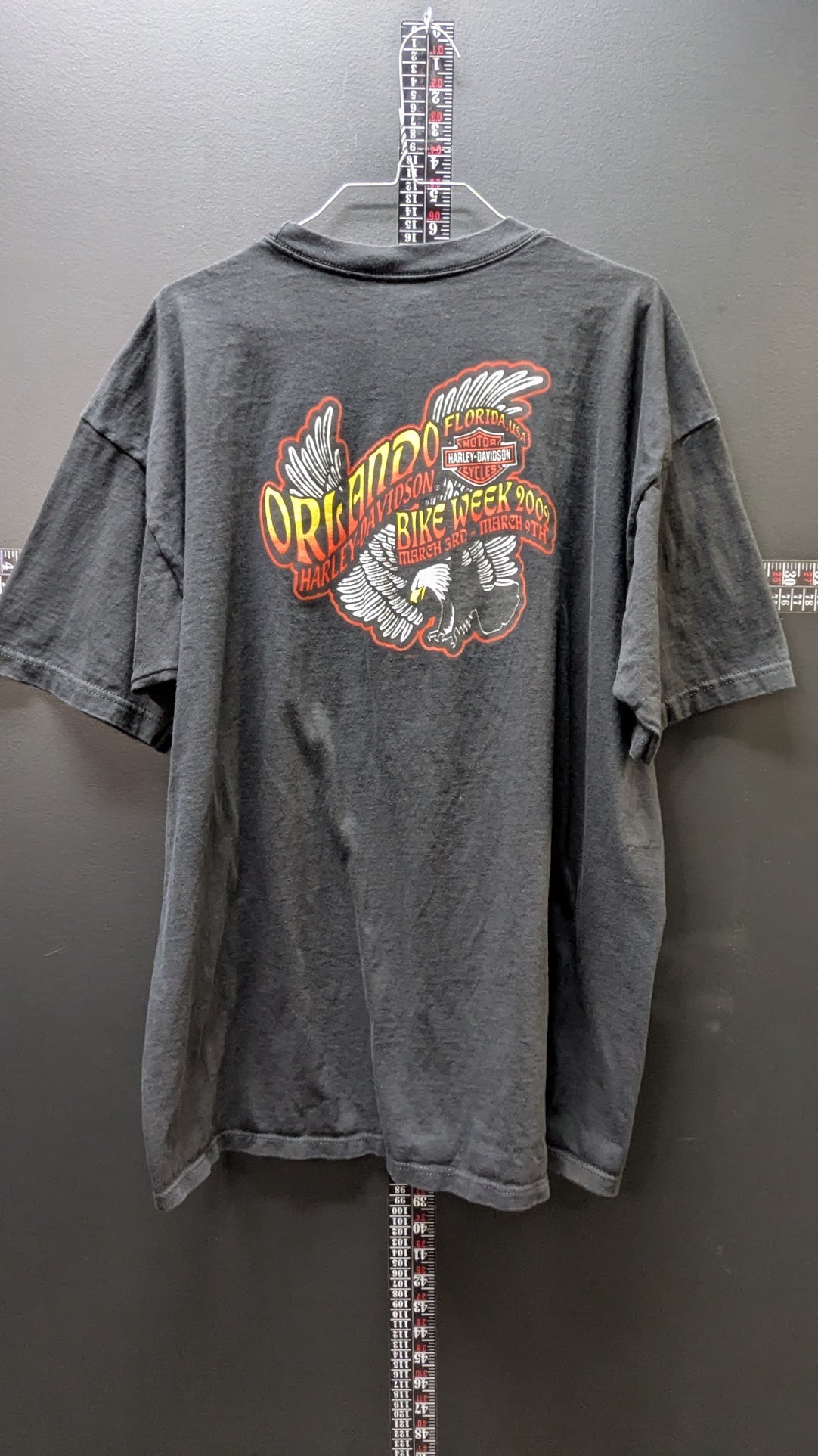 2002 Harley-Davidson Orlando Bike Week T-Shirt Men's 2XL Black Double Sided Eagle Tee