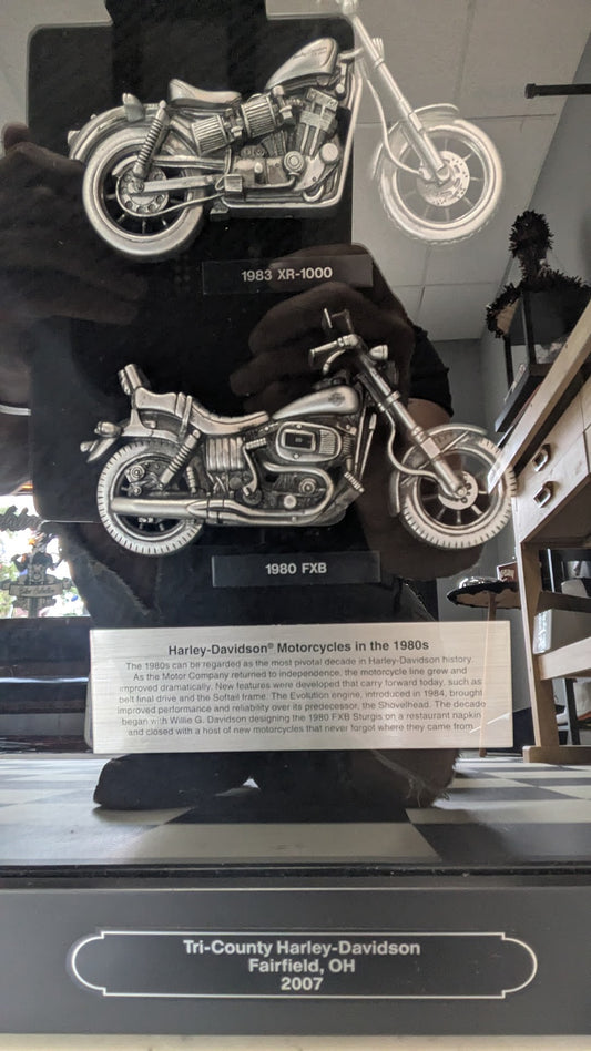 2007 Harley-Davidson Motorcycles of the 1980s Framed Pewter Dealer Display Shadowbox