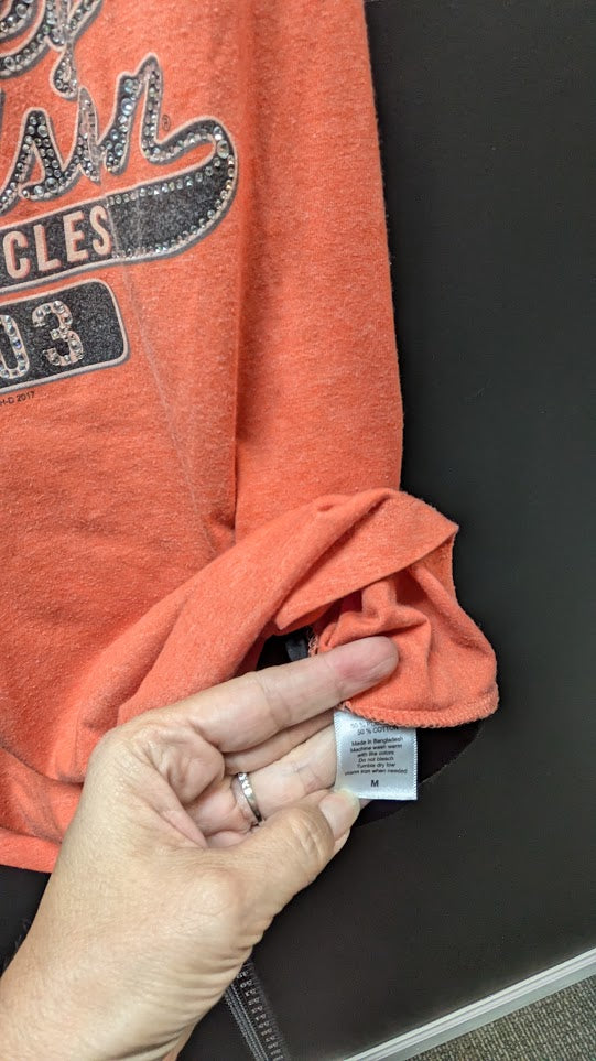 Harley-Davidson Women's Colorblock Racerback Tank Top Lake of the Ozarks Orange Gray Medium