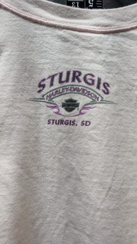 2006 Harley-Davidson Sturgis Butterfly Floral Youth Pink Graphic T-Shirt Large (14-16)