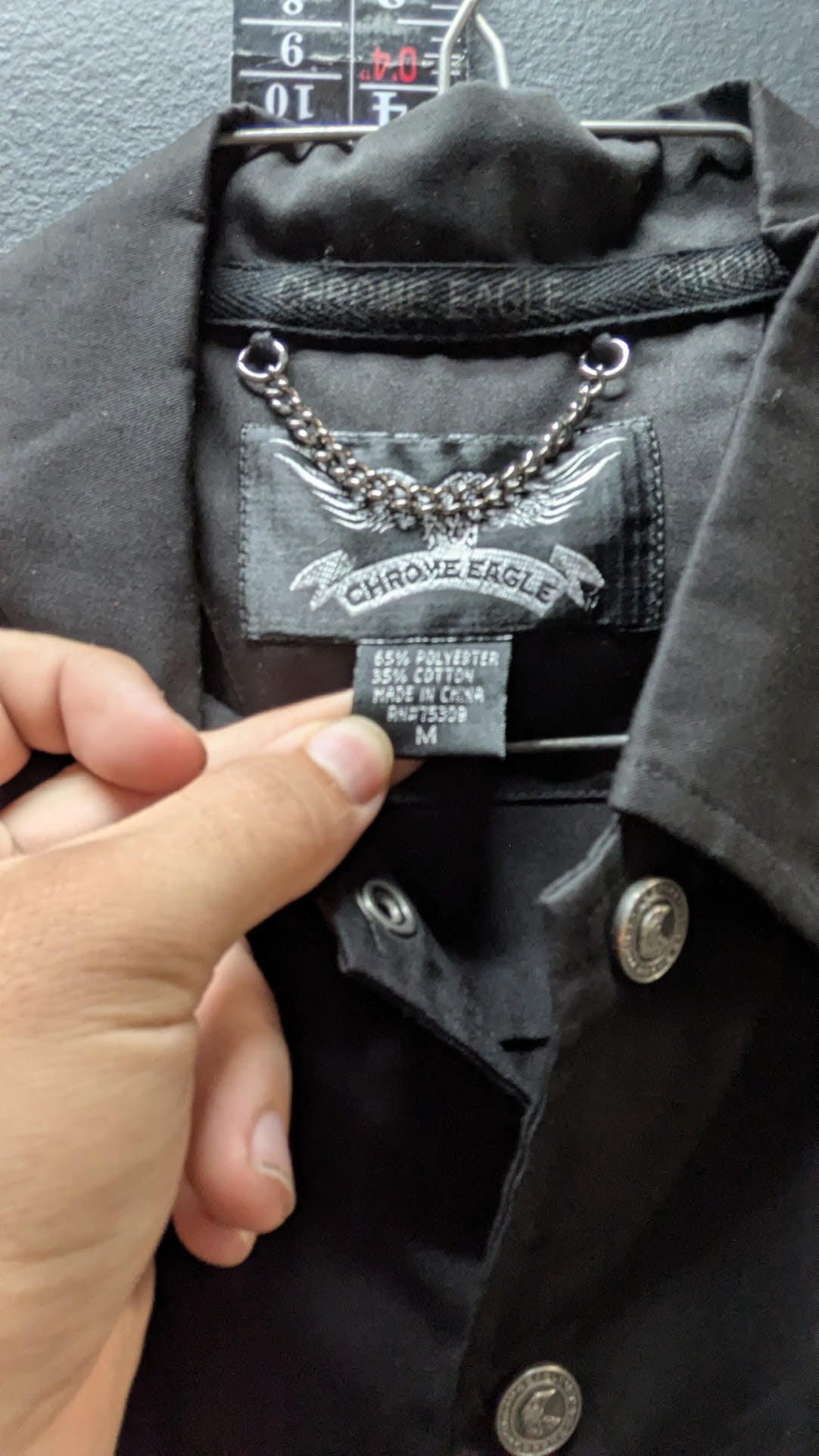 Chrome Eagle Motorcycle Shirt Men’s Medium Black Embroidered V-Twin Tribal Button Up