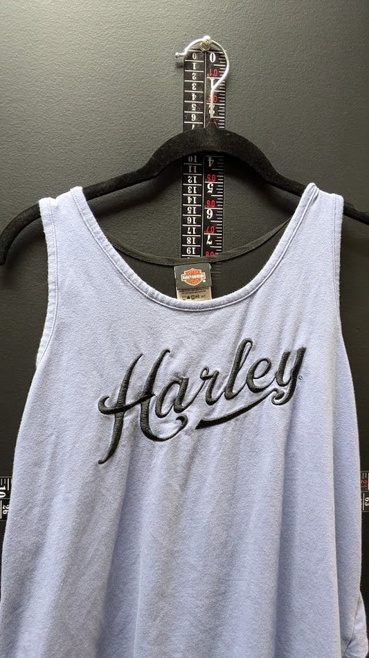 Harley-Davidson Women's Large Gray Sleeveless High Low Tank Top Harley Script
