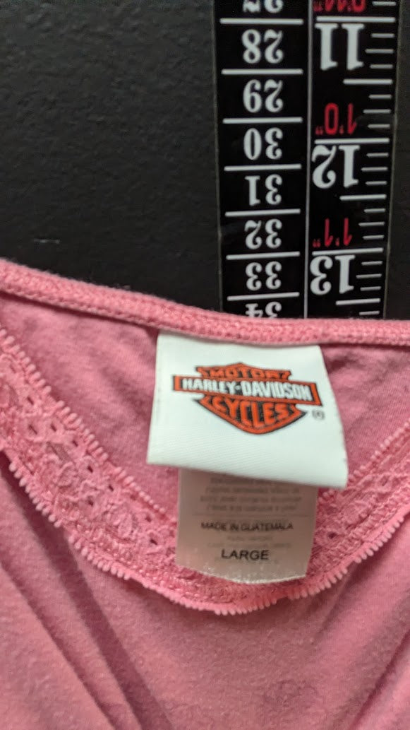 Harley-Davidson Women’s Pink Lace Trim Adjustable Strap Tank Top Large