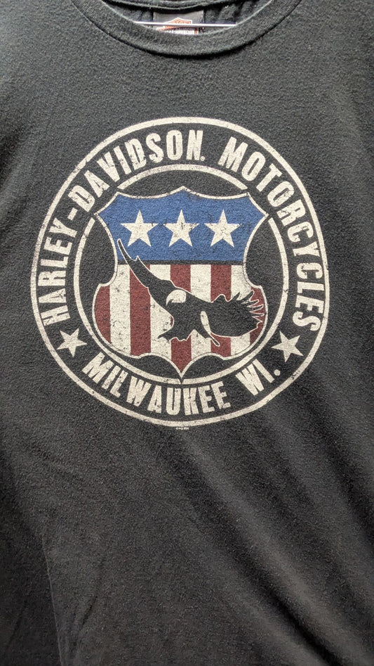 Harley-Davidson T-Shirt Men’s Black Milwaukee Eagle Bayside Portsmouth VA USA