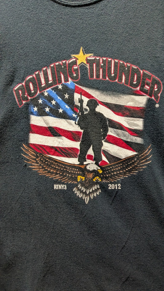 2012 Rolling Thunder Veterans POW MIA T Shirt XL American Flag Eagle Military
