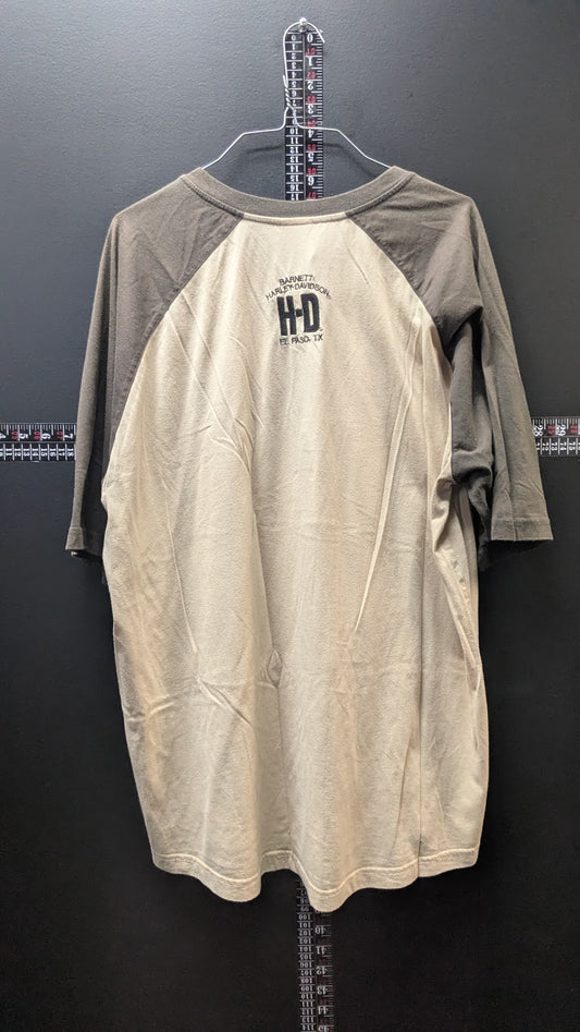 Harley-Davidson Men’s 2XL Henley Shirt Barnett El Paso TX Raglan 3/4 Sleeve