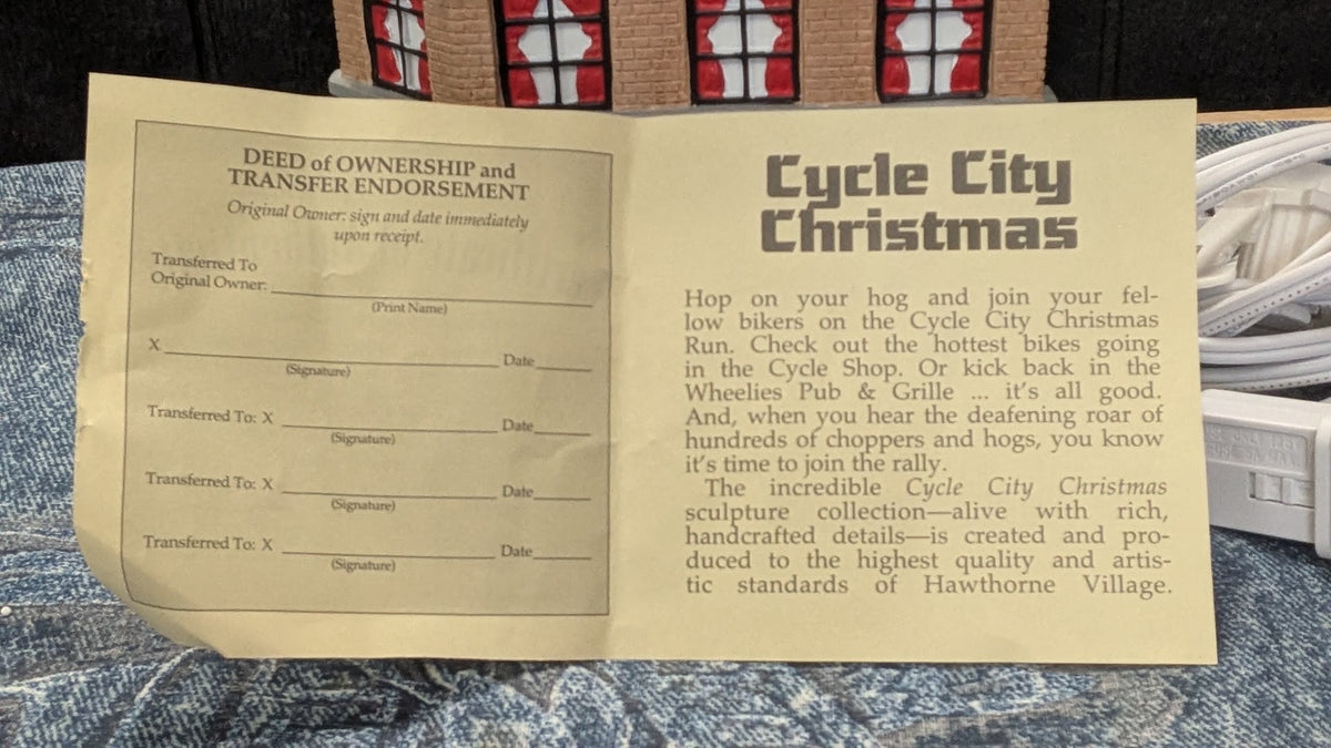 Hawthorne Village Cycle City Pizza Parlor Christmas Village 2009 Lighted Building