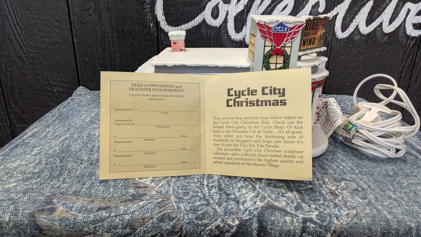 Hawthorne Village Cycle City Gas Station 2006 #003 Christmas Village COA