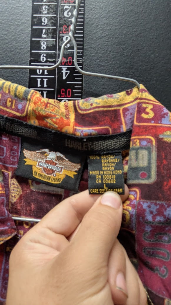 Harley-Davidson License Plate Print Vest Women’s Large Button Front Vintage Y2K