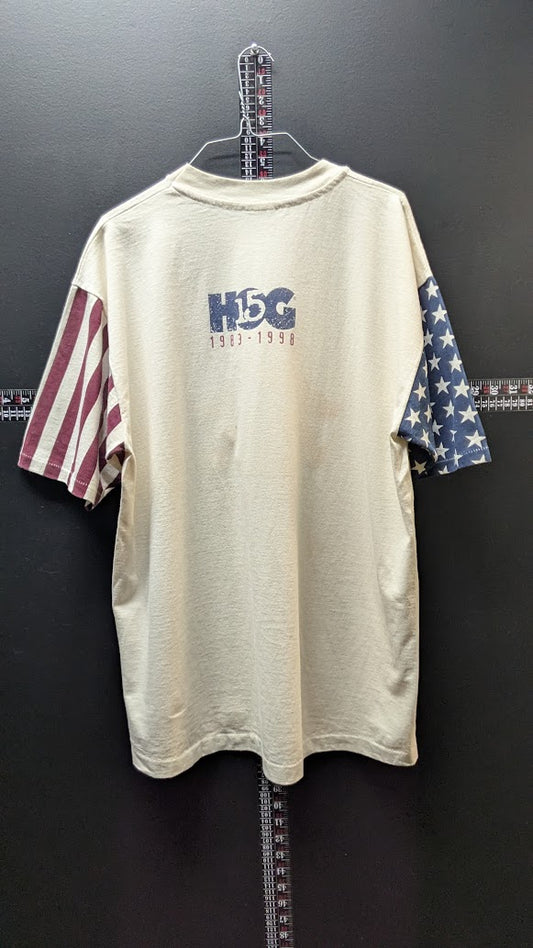 Vintage 1998 Harley-Davidson HOG 15th Anniversary T-Shirt XL USA Flag Sleeves
